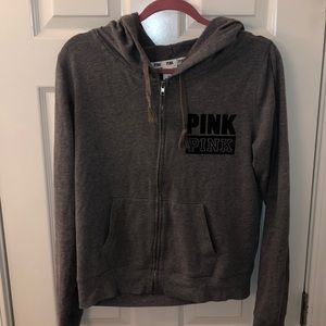 size m light gray PINK zip up